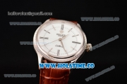 Rolex Cellini Time Asia 2813 Automatic Steel Case with White Dial Brown Leather Strap and Stick/Roman Numeral Markers