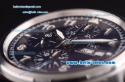 IWC Pilot Swiss Valjoux 7750 Automatic Movement Steel Case with Blue Dial and Leather Strap