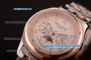 Patek Philippe Calatrava Automatic Steel Case with Rose Gold Bezel and Two Tone Strap