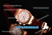 Audemars Piguet Royal Oak Chrono 41MM Swiss Valjoux 7750 Automatic Rose Gold Case with White Dial Stick Markers and Brown Leather Strap (EF)