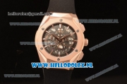 Hublot Classic Fusion Aerofusion Chronograph Orlinski Japanese Miyota OS20 Quartz Rose Gold Case with Black Dial Stick Markers and Black Rubber Strap