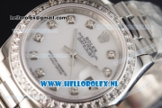 Rolex Datejust Swiss ETA 2671 Automatic Steel Case with White Dial Diamonds Markers Diamonds Bezel and Steel Bracelet (BP)