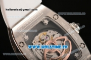 Richard Mille RM007 Miyota 6T51 Automatic Steel Case with Diamonds Dial and White Rubber Strap