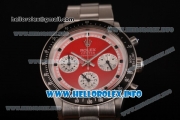 Rolex Daytona Vintage Chrono Miyota OS20 Quartz Steel Case/Bracelet with Point Markers and Red Dial - White Inner Bezel