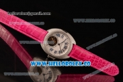 Cartier Cle de Cartier Flying Tourbillon Swiss Tourbillon Manual Steel Case with White Dial and Pink Leather Strap (ZF)