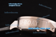 U-Boat Italo Fontana Chronograph Miyota Quartz Movement Silver Case with White Dial-Black Number Markers and Black Leather Strap