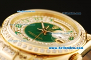 Rolex Day-Date Automatic Full Gold with Green Dial and Diamond Bezel/Strap