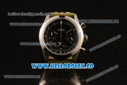 Rolex Explorer Chronograph Miyota OS20 Quartz Steel Case with Black Dial and Green Leather Strap