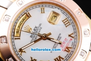 Rolex Day-Date Oyster Perpetual Automatic Movement Three Tone with White MOP Dial and Gold Roman Marking