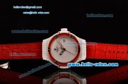 Hublot Big Bang Tutti Frutti Caviar Swiss ETA 2824 Automatic White Ceramic Case with Red Leather Strap and Diamond/Rose Gold Bezel - 1:1 Original