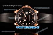 Rolex Yachtmaster II Asia 2813 Automatic Rose Gold Case with Black Dial and White Dot Markers (GF)