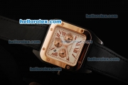 Cartier Santos 100 Chronograph Quartz Movement PVD Case with White Dial and Rose Gold Bezel
