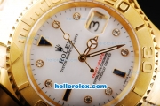 Rolex Yachtmaster Swiss ETA 2836 Automatic Movement Full Gold Case/Strap with White Dial and Diamond Hour Marker