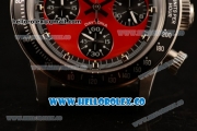 Rolex Daytona Vintage Edition Chrono Miyota OS20 Quartz Steel Case with Red Dial and Black Leather Strap