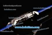 Vacheron Constantin Malte Miyota Quartz Steel Case with Blue Leather Bracelet Diamond Markers and Blue Dial