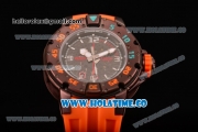 Richard Mille RM028 Swiss Valjoux 7750 Automatic Brown PVD Case with Skeleton Dial and Orange Rubber Strap - Red