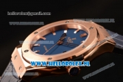 Hublot Classic Fusion 9015 Auto Rose Gold Case with Blue Dial and Blue Leather Strap