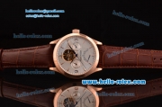 Jaeger-LECoultre Master Reserve De Marche Tourbillon Asia HT30 Automatic Rose Gold Case with Brown Leather Strap White Dial