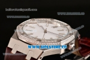 Audemars Piguet Royal Oak 41MM Asia Automatic Steel Case with White Dial Diamonds Bezel and Stick Markers