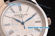 Patek Philippe Calatrava Swiss ETA 2824 Automatic Steel Case with Black Leather Strap White Dial Roman Markers