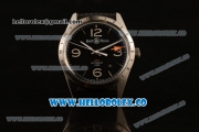 Bell&Ross Vintage BR 123 GMT Miyota 9015 Automatic Steel Case with Black Dial and Black Rubber Strap