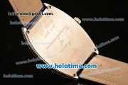 Franck Muller Cintree Curvex Swiss Quartz Steel/Diamonds Case with Diamonds Dial Numeral Markers and Blue Leather Strap