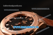 Hublot Classic Fusion 9015 Auto Rose Gold Case with Black Dial and Brown Leather Strap