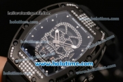 Richard Mille RM 52-01 Swiss ETA 2671 Automatic PVD/Diamond Case with Black Rubber Bracelet White Markers and Skeleton Dial - 1:1 Original