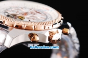 Breitling For Bentley Tourbillon Automatic with White Dial and Honeycomb Bezel-Two Tone Strap