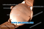 Cartier Rotonde De Miyota Quartz Rose Gold Case/Bracelet with Black Dial