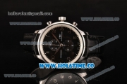 IWC Portuguese Chrono Miyota Quartz Steel Case with Black Dial Black Leahter Strap and Arabic Numeral Markers