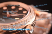 Omega De Ville Ladymatic Original ETA 2671 Automatic Rose Gold Case/Strap with Diamond Bezel and Black Dial - 1:1 Original