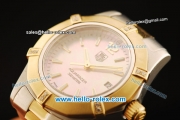 Tag Heuer Aquaracer Swiss ETA Quartz Movement Gold Bezel with Pink MOP Dial and Two Tone Strap