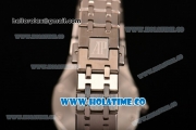 Audemars Piguet Royal Oak 33MM Miyota Quartz Steel Case/Bracelet with Black Dial Stick Markers and Diamonds Bezel (EF)