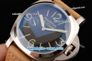 Panerai Luminor Marina Asia 6497 Manual Winding Steel Case with Brown Leather Strap Green Markers and Black Dial