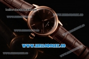 Zenith Vintage Miyota 9015 Automatic Rose Gold Case with Brown Dial and Brown Leather Strap - (AAAF)