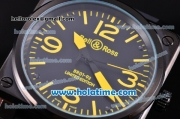 Bell & Ross BR 01-92 Automatic Movement PVD Case with Yellow Markers-Black Dial and Black Rubber Strap