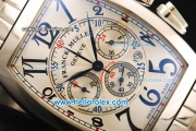 Franck Muller Chronograph Swiss Quartz Movement Full Steel with White Dial and Black Arabic Numerals