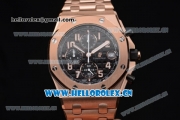 Audemars Piguet Royal Oak Offshore Seiko VK67 Quartz Rose Gold Case/Bracelet with Arabic Numeral Markers and Black Dial