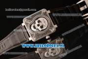 Bell & Ross BR 01-92 Asia Automatic Steel Case with Skull Dial and Black Genuine Leather