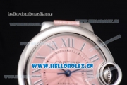 Cartier Ballon Bleu Medium Asia Automatic Steel Case with Pink Dial Roman Numeral Markers and Pink Leather Strap (YF)