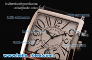 Franck Muller Master Square Swiss Quartz Steel Case with White Dial Numeral Marekrs and Black Leather Strap