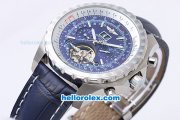 Breitling for Bentley Tourbillon Automatic with Blue Dial and White Graduated Bezel-Leather Strap