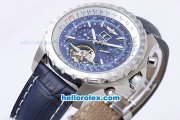 Breitling for Bentley Tourbillon Automatic with Blue Dial and White Graduated Bezel-Leather Strap