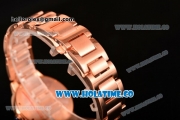 Cartier Rotonde De Miyota Quartz Rose Gold Case/Bracelet with Blue Dial and White Roman Numeral Markers