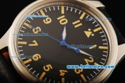 IWC Pilot's Watch Automatic Movement Steel Case with Black Dial and Black Leather Strap-55mm Size