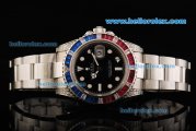 Rolex GMT Master II Rolex 3186 Automatic Movement Full Steel with Black Dial and Red/Blue Diamond Bezel