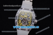 Richard Mille RM 011 Felipe Massa Flyback Chronograph Swiss Valjoux 7750 Automatic Sapphire Crystal Case with Skeleton Dial Yellow Inner Bezel and Aerospace Nano Translucent Strap