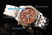 Breitling Chronomat B01 Swiss Valjoux 7750 Automatic Movement Full Steel with Brown Dial and Silver Roman Markers