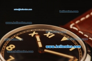 Panerai Radiomir Swiss ETA 6497 Manual Winding Steel Case with Black Dial and Brown Leather Strap